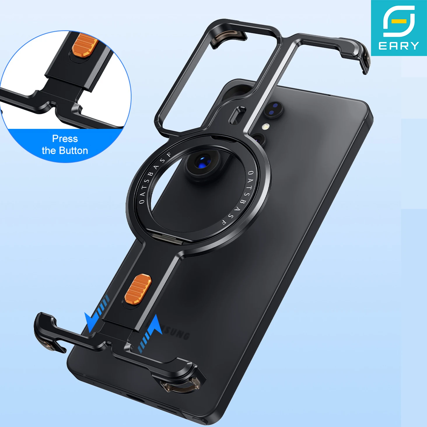 Eary for Samsung Galaxy S26 Ultra Case Metal With 360°Rotatable Magnetic Kickstand Frameless Shockproof Protective Phone Cover