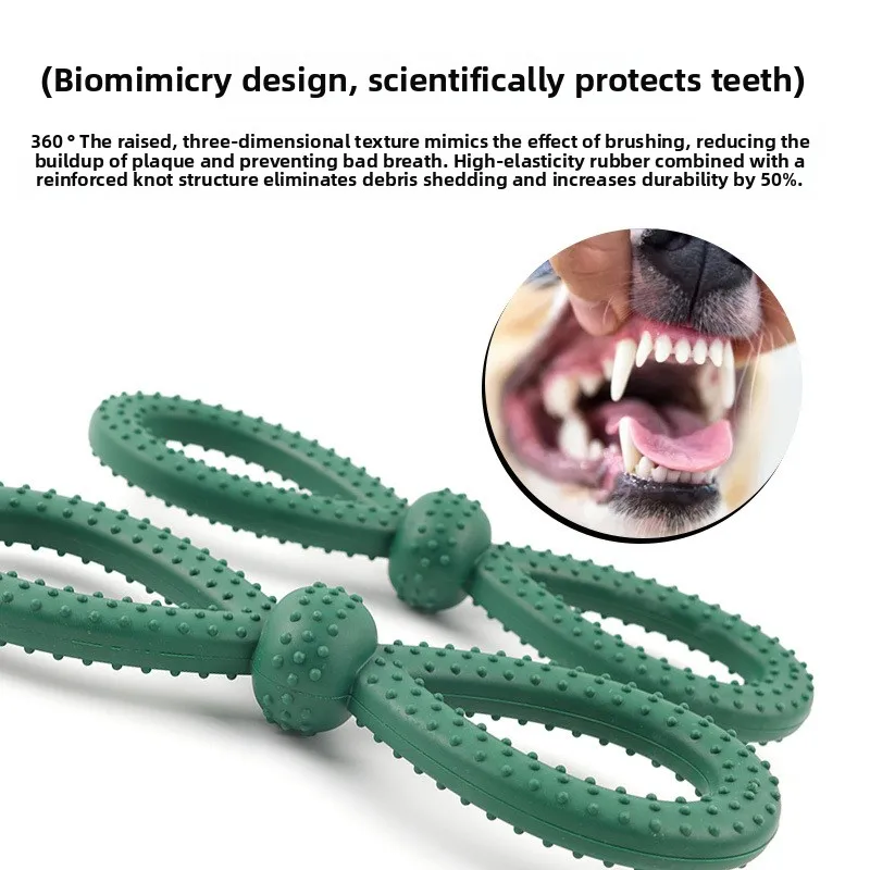 Dog Toy Rubber Eight Shape Dog Toy Bite Resistant Teeth Cleaning Interactive Tug for Puppy Medium Dogs Dental Chew Outdoor Play