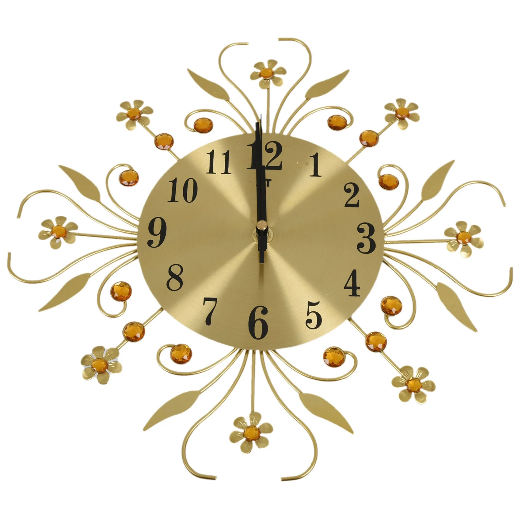 

JHD Modern Crystal Diamond Wall Clock, Luxury Flower Wall Clock Silent Metal Clock For Living Room, Bedroom, Home Wall Art Decor