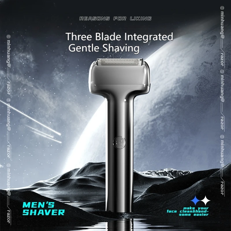 T9 Electric Shaver 3 Floating Heads 60min Shaving Cordless Men's Razor Ultra Thin Blade USB Rechargeable