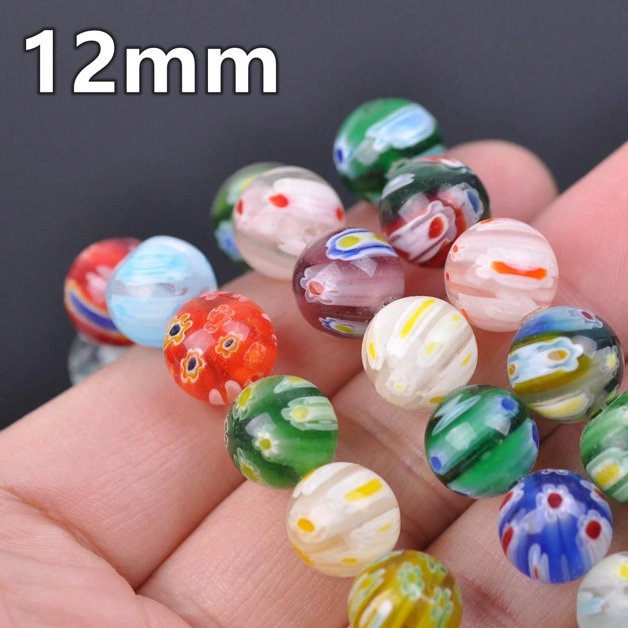 Round 6mm 8mm 10mm 12mm 14mm Mixed Flower Patterns Millefiori Glass Loose Beads Lot For Jewelry Making DIY Crafts Findings