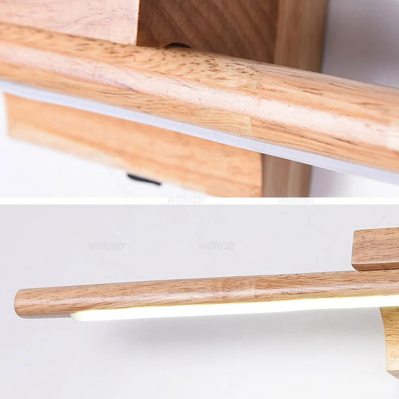 

Wooden Wall Lamp Creative Acrylic Sconce Bedroom Mirror Bathroom Dressing Table Led Wood Vanity Lighting
