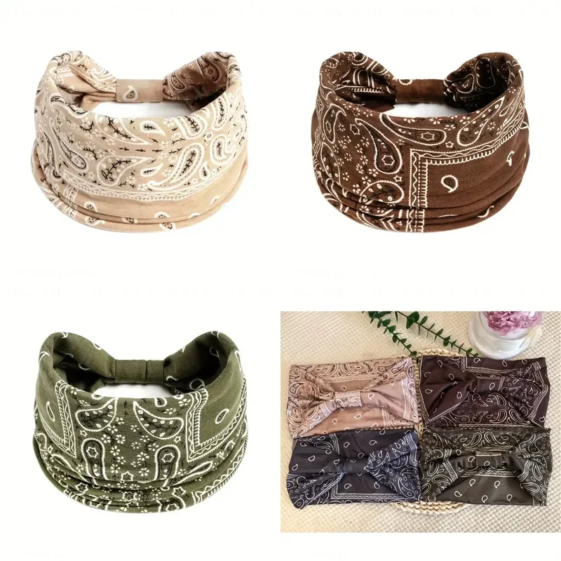4 Pcs Yoga Headband Set Sweat‑Wicking Elastic Sports Hair Bands Non‑Slip Soft Headbands For Women Workout Fitness Running Gym Sport Accessories
