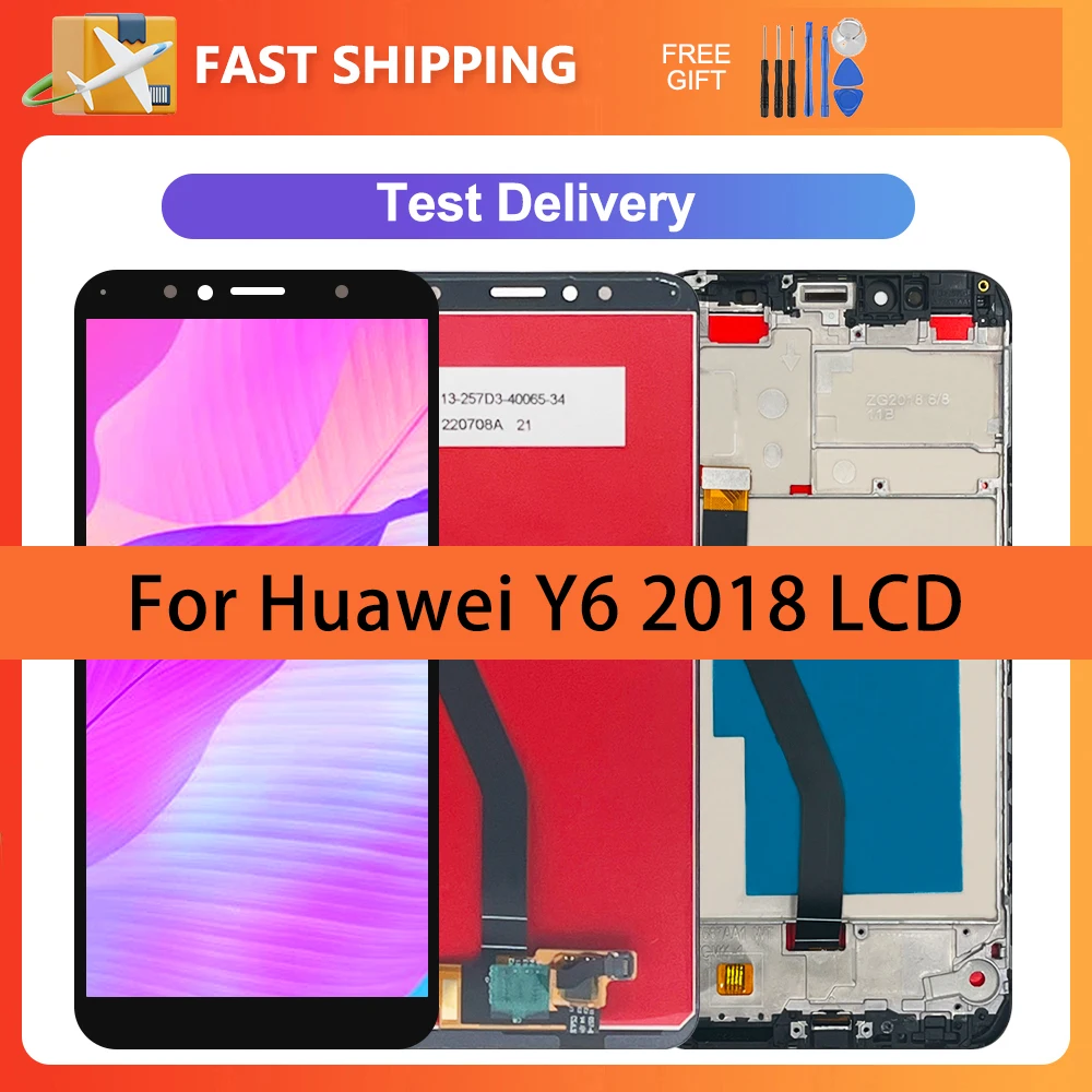 

5.7" LCD For Huawei Y6 2018 ATU-L11 LX3 L21 L22 LCD Display Touch Screen Digitizer Assembly With Frame For Y6 Prime 2018 LCD