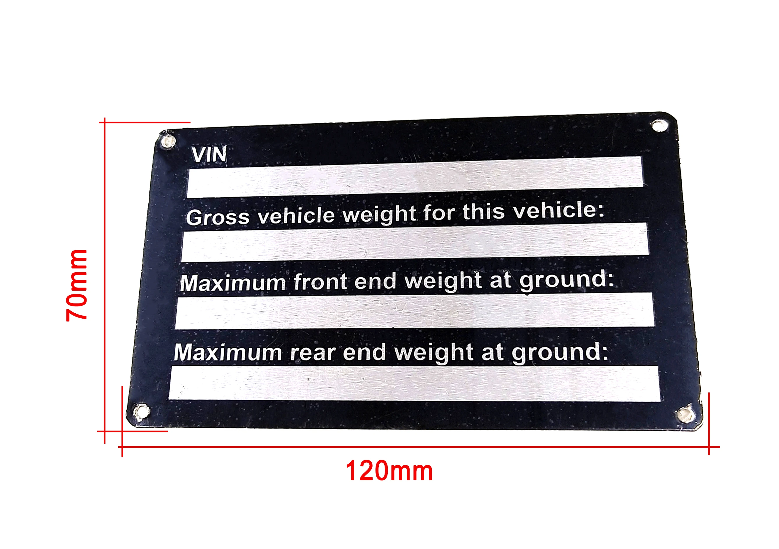 10-PACK VEHICLE TRUCK BOAT Trailer Blank VIN & Weight AXLE Chassis Plate 120mm x 70mm Identification Number