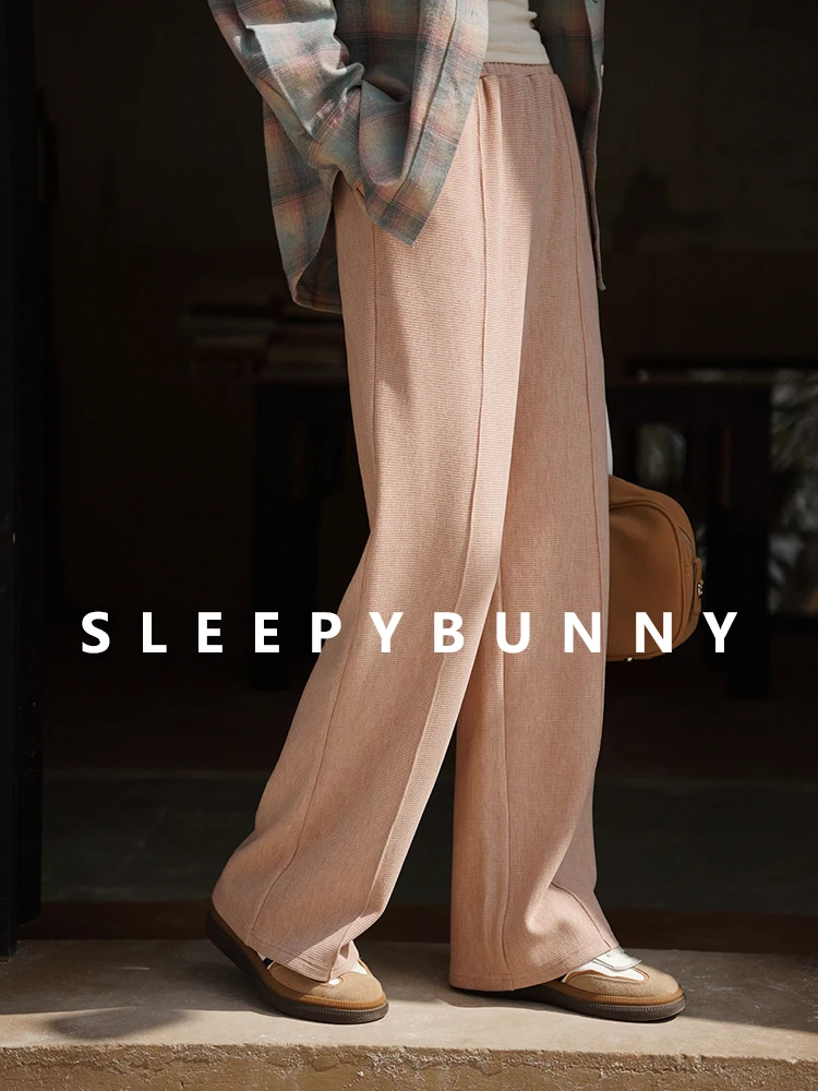 High Waist Wide Leg Trousers Winter Straight Knit Pants Women Petite Elegant Suit Bottoms Loose Casual Draped Long Office Wear