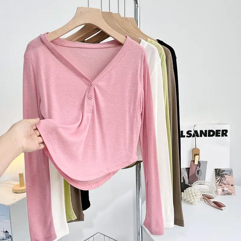 Camiseta de cintura alta ort Sve para mujer, transparente, V-Ne, danza, Fitn, Yoga, ajuste holgado, aire acondicionado, cubierta de algodón para verano