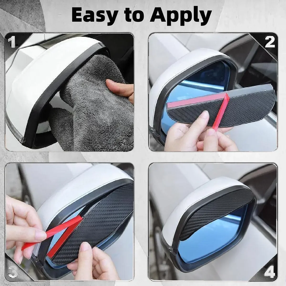 Espelho Retrovisor Do Carro Rain Shield, Fibra De Carbono Universal, Espelho Lateral Retrovisor, Sobrancelha De Chuva, Capa De Chuva, 2Pcs