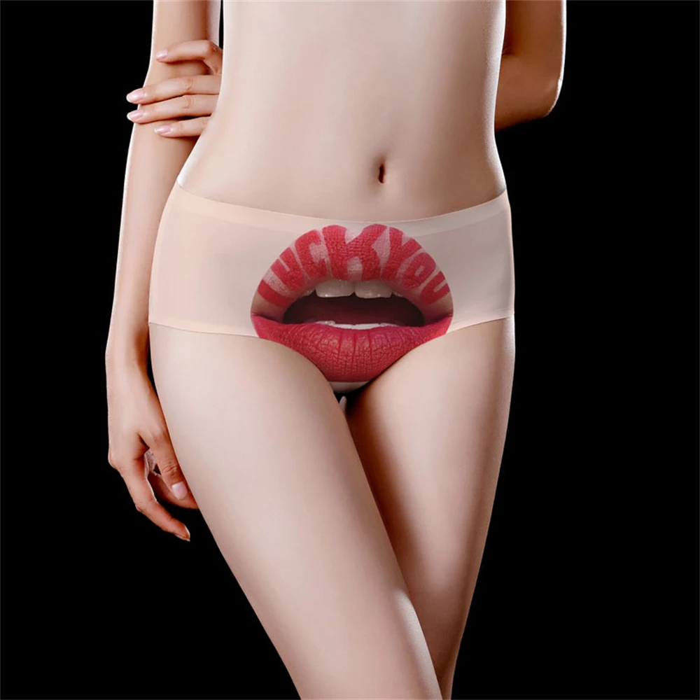 1 قطعة الحرير الجليد سلس مطبوعة الملابس الداخلية النسائية منتصف الخصر لطيف وحلو الفتيات مثلث السراويل تنفس وعارية #3