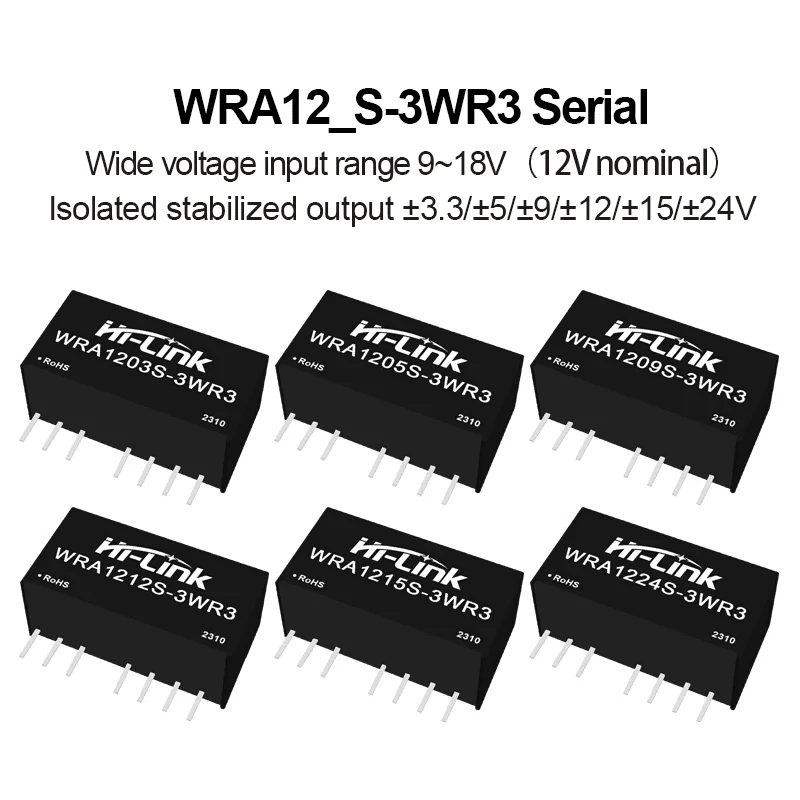 3W Tiny SIP Power Transformer WRA1203S WRA1215S Stabilized Positive Negative Dual Terminal Cost Effective On Board Circuit Part