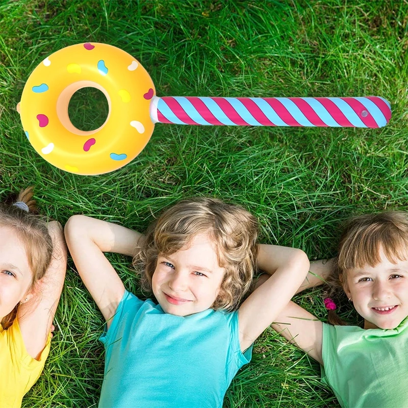4 Colors 31.5 Inch Simulation Inflatable Lollipop Stick Toys Large Candy Float Donut Shape Balloons Birthday Gifts for Kids