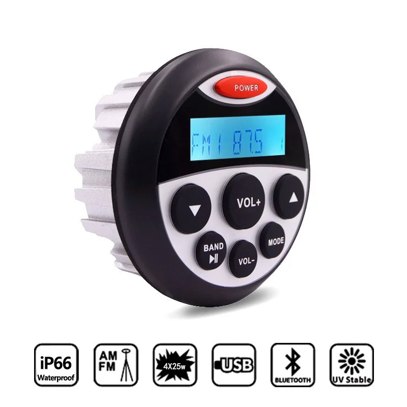 MARINE Radio  Waterproof Radio Bluetooth Stereo Audio Boat FM AM Meter Stereo Receiver Audio System RV UTV Yacht