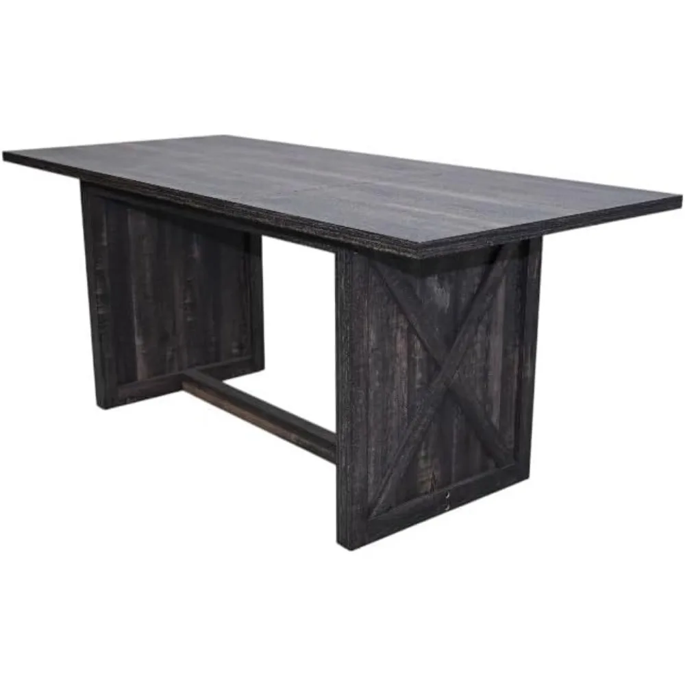 طاولة طعام مستطيلة للمزرعة تتسع لـ 6-8، طاولة مطبخ بتصميم خشبي ريفي مع أرجل X