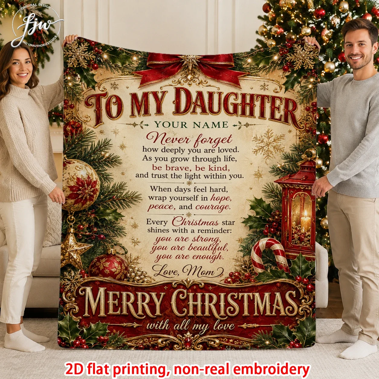 1pc Christmas Vintage Family Memorial Throw Blanket, Gift for Daughter Mom Son Sister & Lover