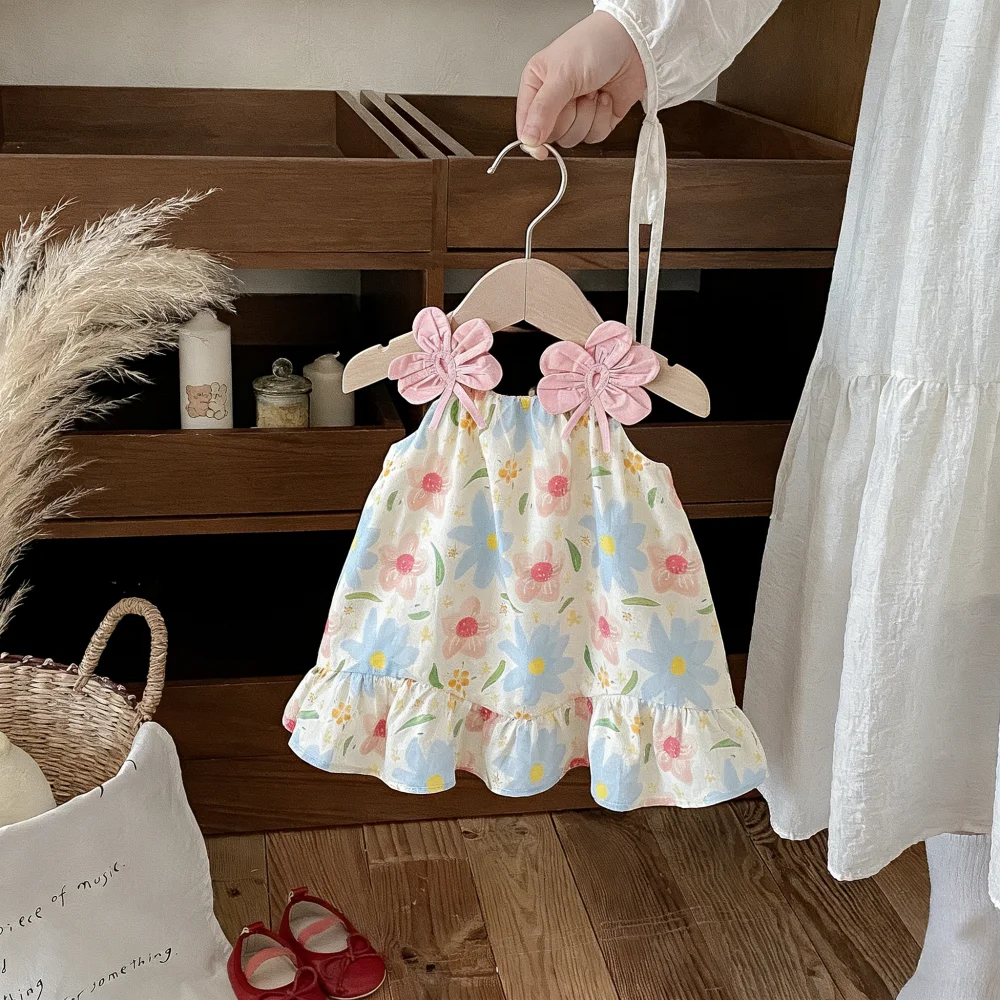 Baby Girl Dress Summer Flower Strap Girl Dress Cute Beach Princess Baby Dress Baby Girl Clothing