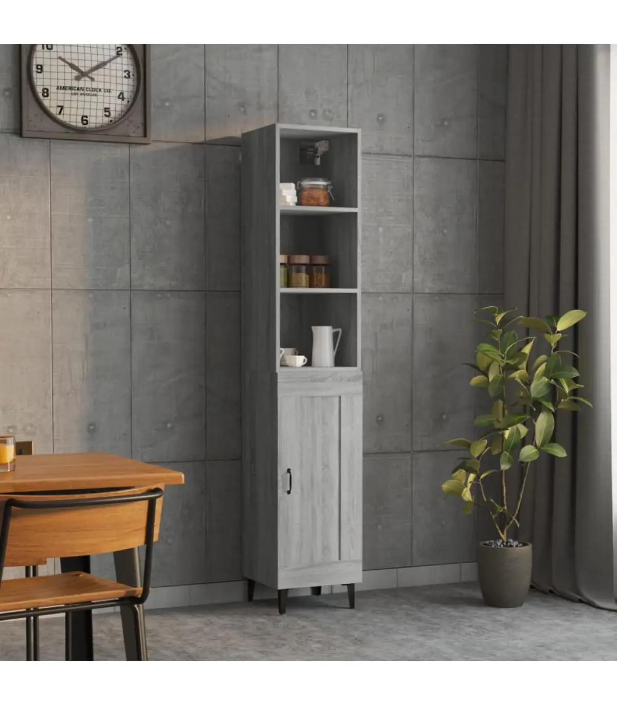 Sideboards high sideboard Sonoma gray plywood 34,5x34x180 cm