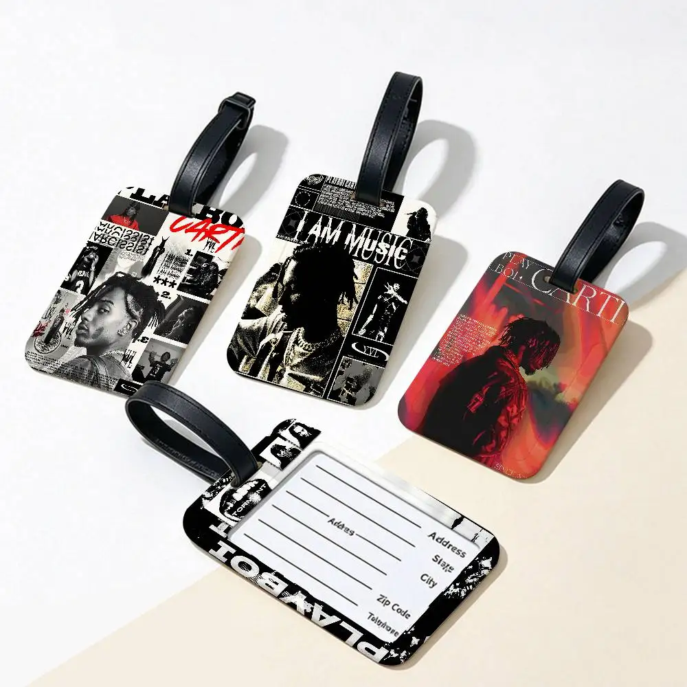 P-Playboi-Carti Experimental-HipHop Anti lost Travel Luggage Tag PVC ID Information Card Holder Baggage For Outdoor Trip