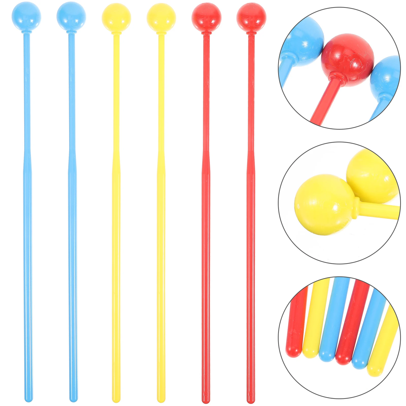

3 Pairs Multicolor Drum Sticks Steel Mallet Percussion Toy Drumsticks Marimba Musical Instrument