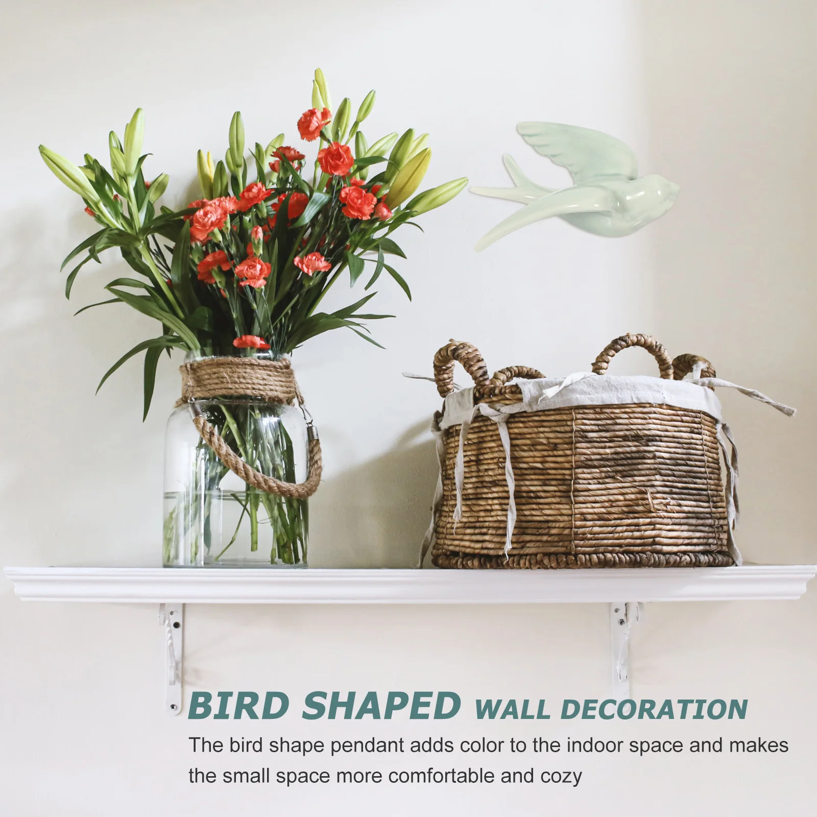 

Colorful Decoration Wall Bird Sculpture Light Green Backdrop Ornament Decorations