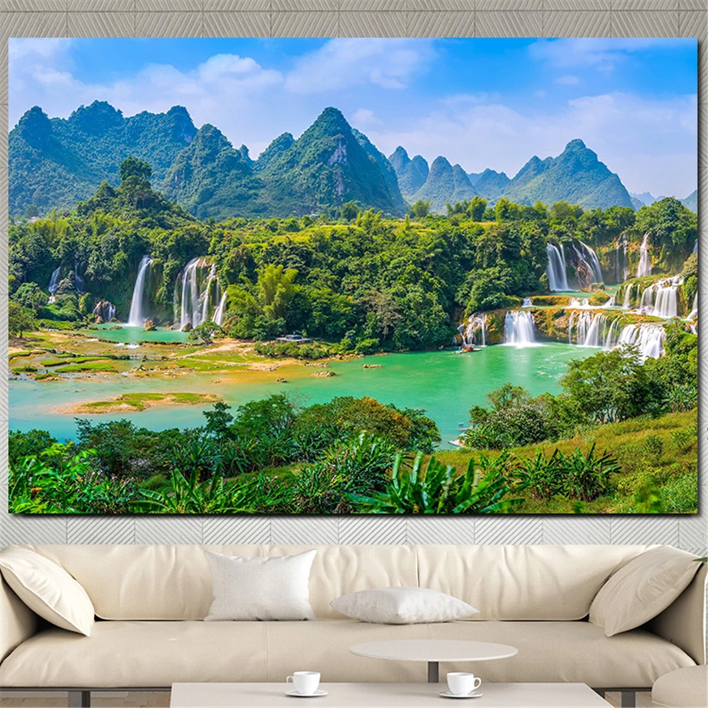 custom mural 3d wall papers home decor Natural waterfall photo tree wallpaper for walls 3 d papel de parede para sala background