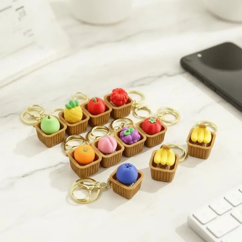 1 Stück 3D-gedruckter Frucht-Clicker-Schlüsselanhänger, niedliches PLA-Fidget-Spielzeug mit Druckknopf, tragbarer Stressabbau-Anhänger für Tasche und Schlüsseldekoration – Detail 3