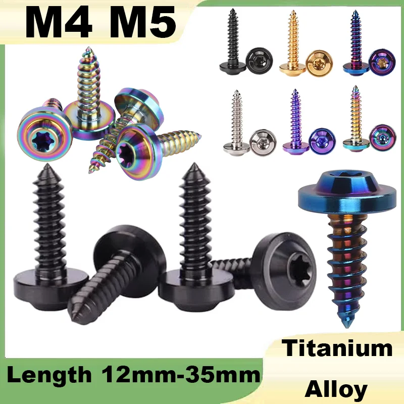 Tamper Proof Torx Screw M4 M5 GR5Titanium Truss Head Self-Tapping for Motorcycle License Plate Trim Panel Upgrade Salt Resistan