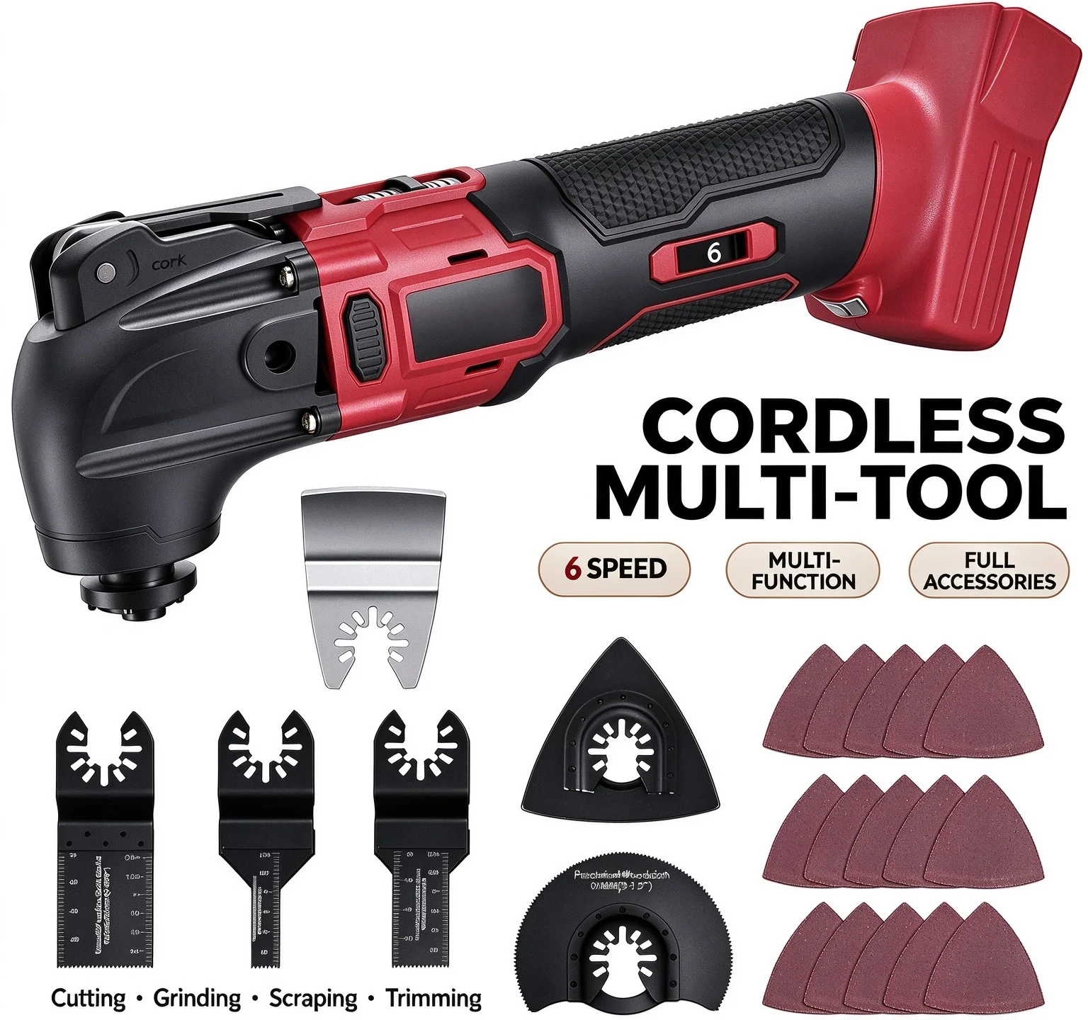 Fit MWQ Brushless Oscillating Multi Tool 6 Speed Cordless Renovator Vibration Electric Trimmer 18V Power Tool Without Battery