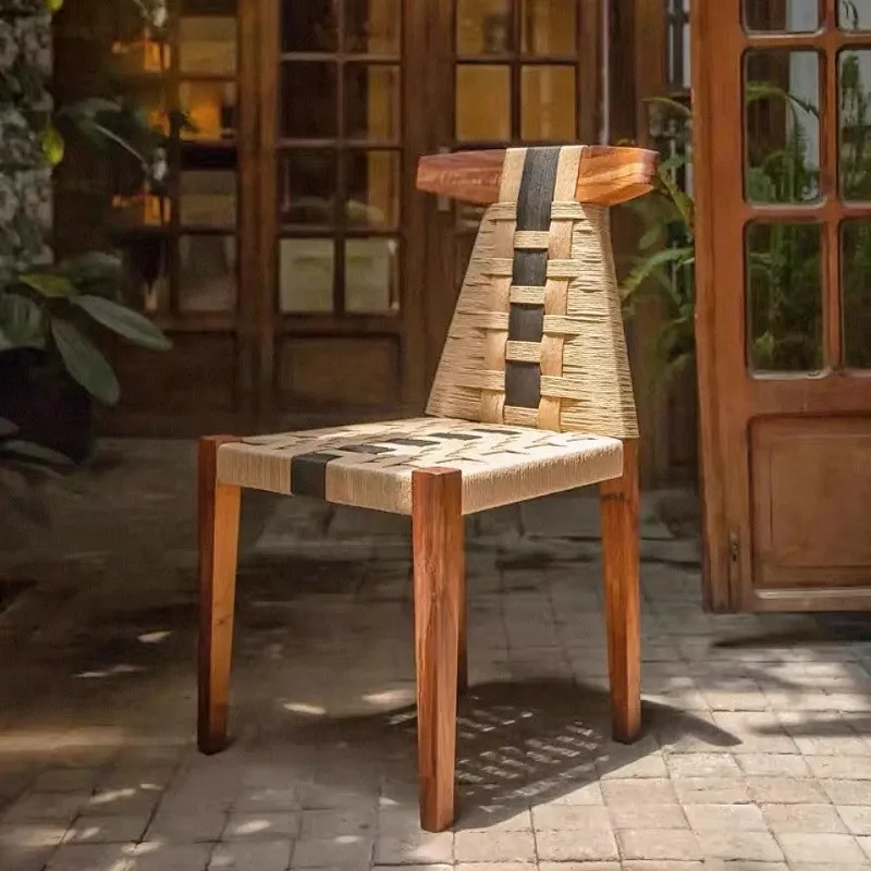

Vintage Style Designer Simple Solid Wood Backrest Chair French Cafe Homestay Dining Chair Living Room