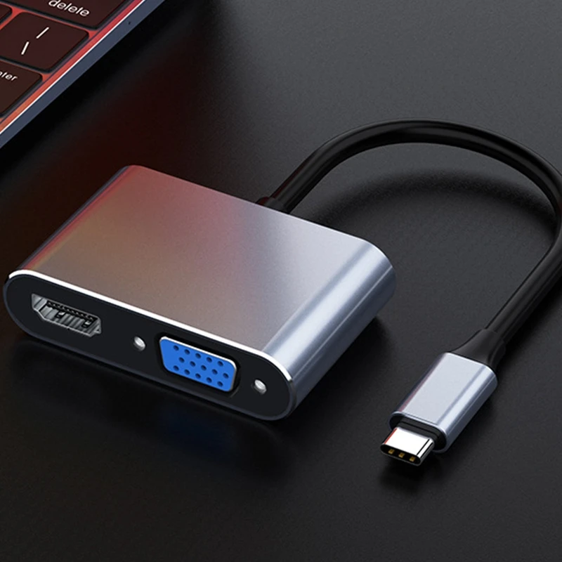 

A49T Многопортовый адаптер USB C к VGA 4K Type C USB-C HUB Конвертеры для видеопроекторов Порт-адаптер для Pro