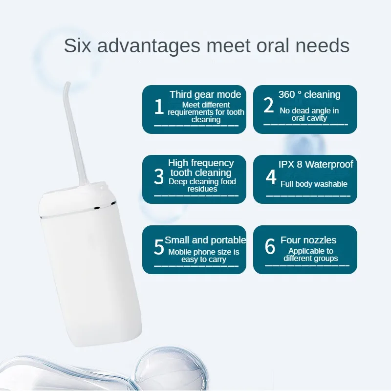 Small Electric Oral Irrigator Dental Water Flosser Intelligent Portable High Frequency Teeth Cleaning IPX8 150ml 3 Modes Home