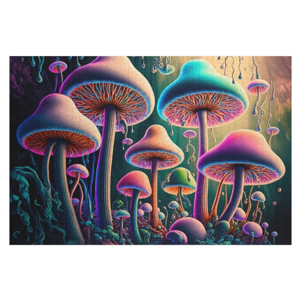 

Glowing Psychedelic Mushrooms Jigsaw Puzzle Wooden Decor Paintings Personalised Toys Puzzle