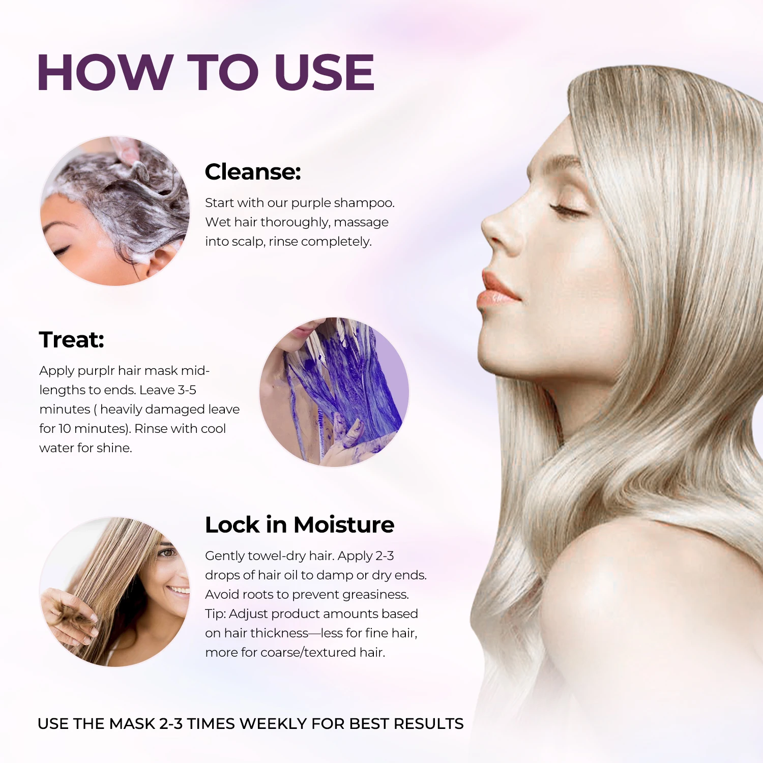 Karseell 2pcs Purple Hair Mask + Argan Oil Neutralizes Brass & Yellow Tones Deep Repair Conditioner for Blonde Dry Damaged Hair