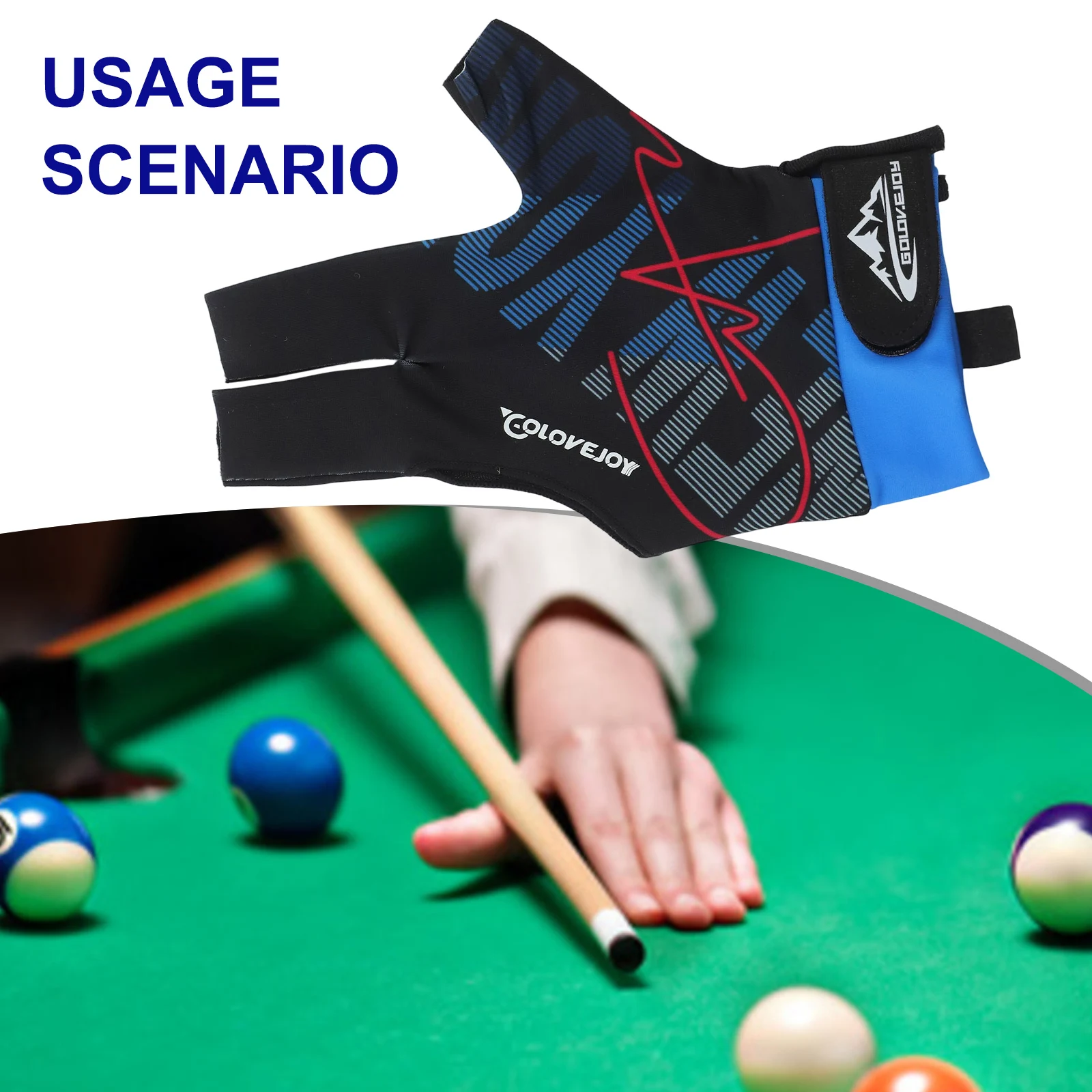 Three Finger Glove Left Hand Glove 5 Colors Non Slip Billiard Cue Glove Adjustable Glove Adjustable Wrist Comfortable Fit