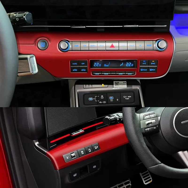 LHD ABS Red For Hyundai KONA 2024 2025 center conlose air conditions ooutlet gear shift panle handle cover interior Accessories