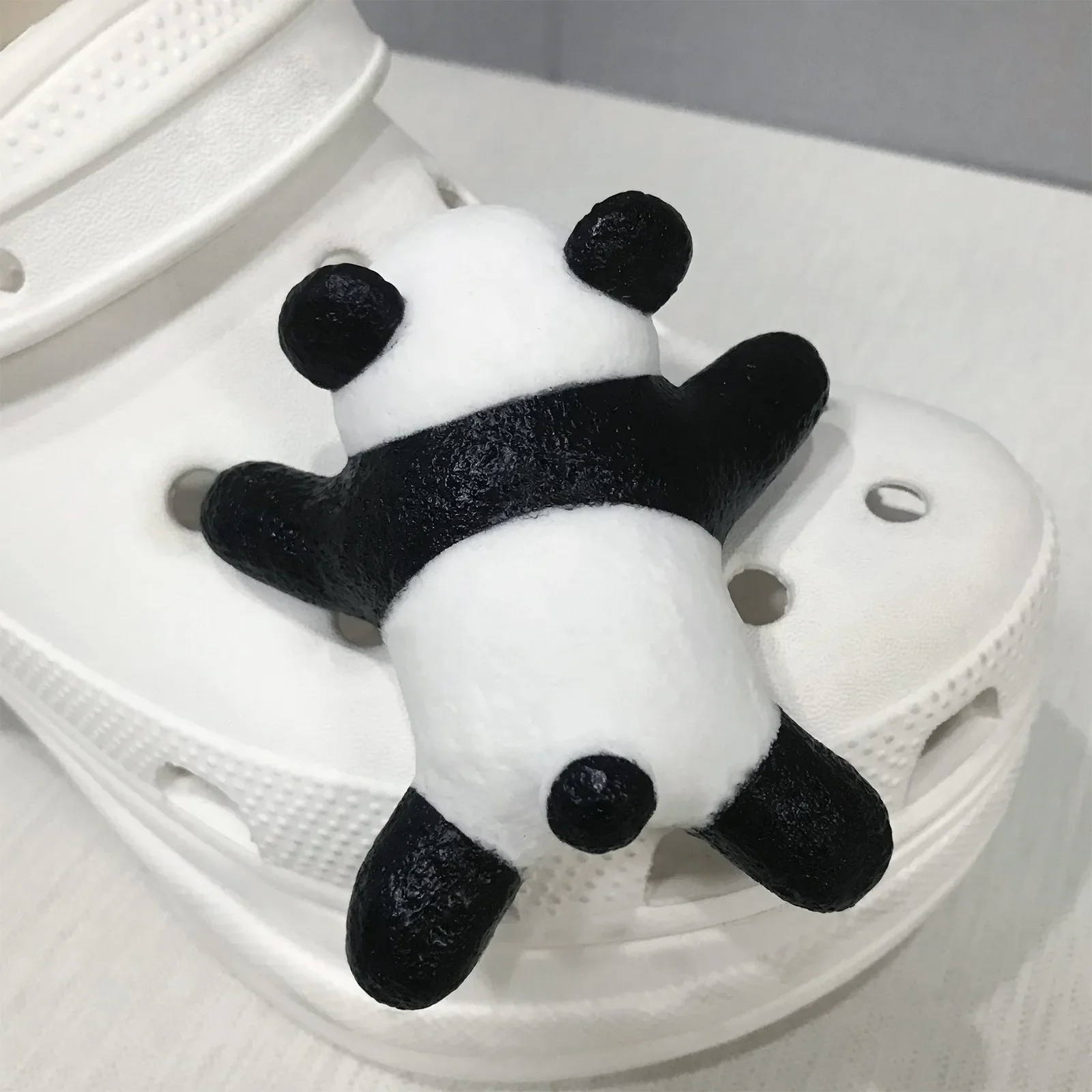 1Pcs Cute Panda Baby Shoe Charms Lovely Cartoon Stereoscopic Sandals Decorations Children DIY Slipper Hole Shoes Accessories New