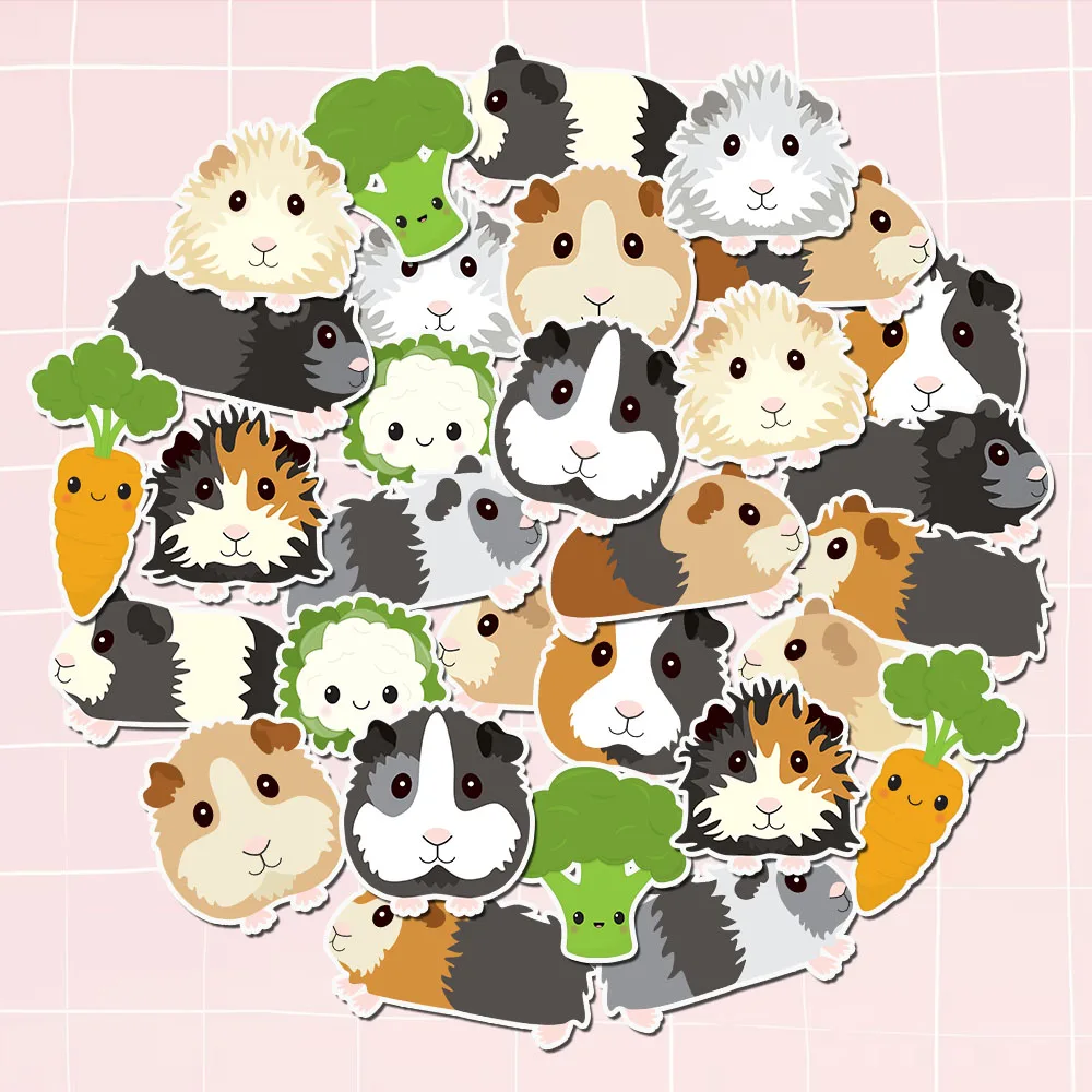 Pack of 30 Kawaii Guinea Pig Pet Animals Stickers - Perfect for Decorating Journals, Notebooks, Laptops, Water Bottles, and More