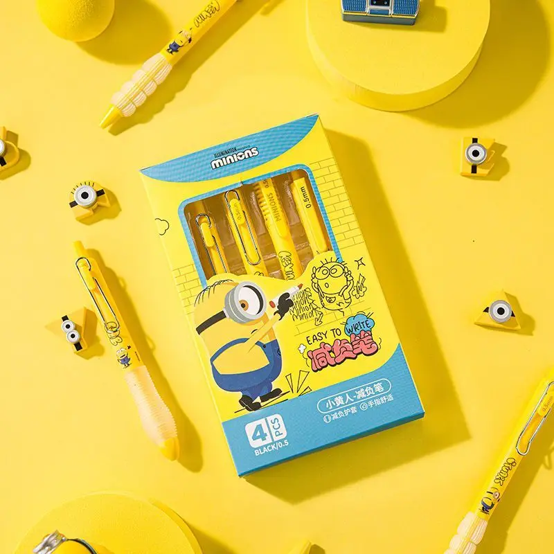 

Two Set Minion Neutral Pen Quick Dry Press ST0.5 Black Smooth Anime Cartoon Cute Student Cute Stationery Supplies Girl Gift Toys