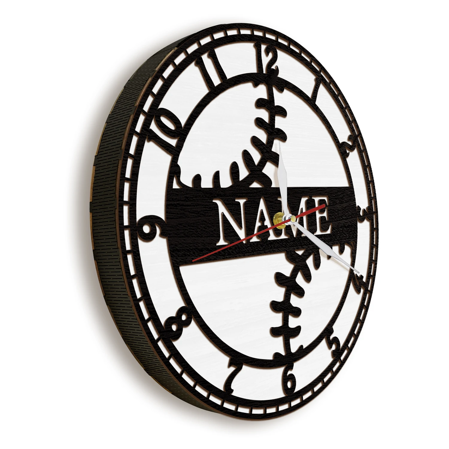 Custom Name Baseball Wall Clock with LED Backlight Sport Home Decor Personalized Player Name Wooden Wall Clock Baseball Fan Gift