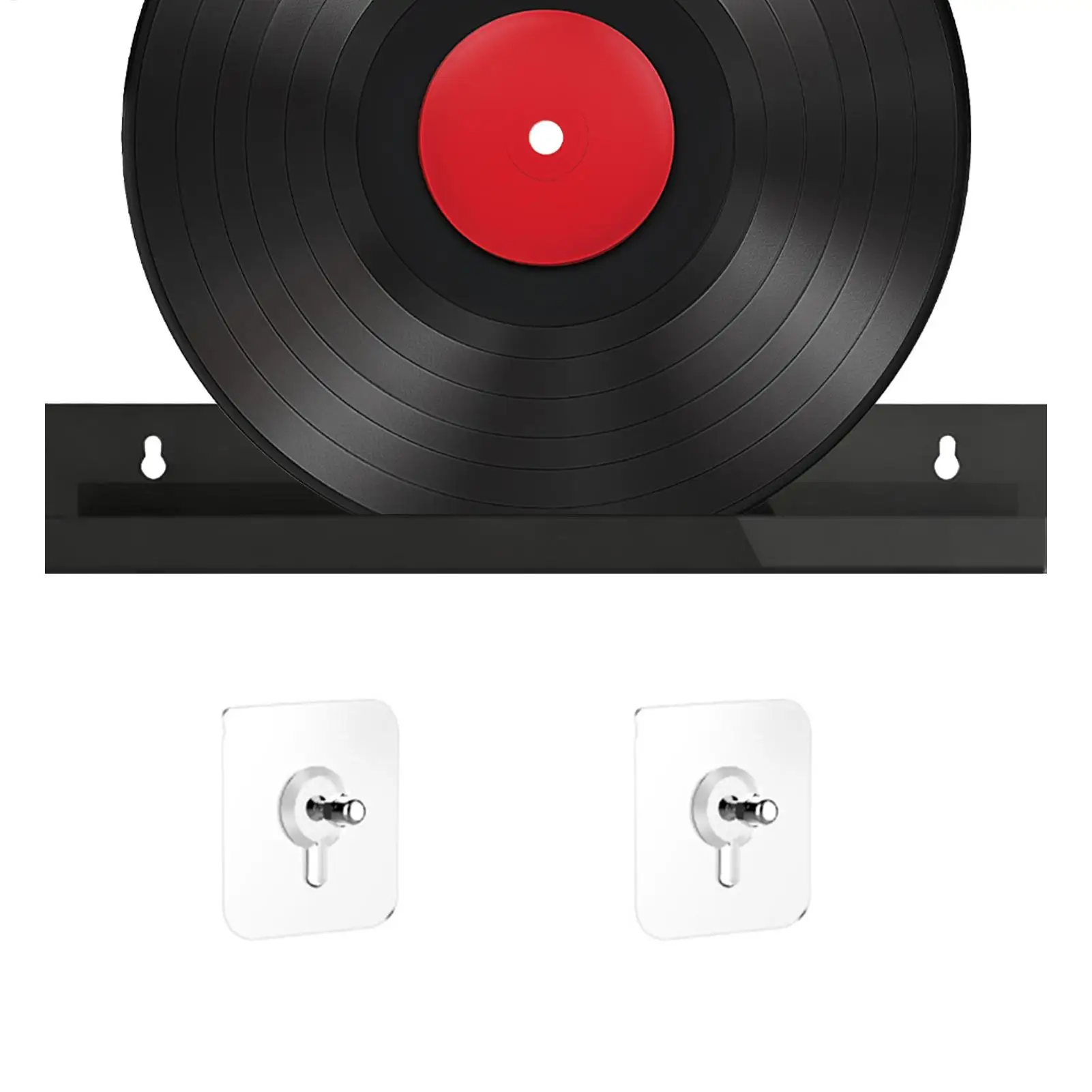 Wandmontiertes Vinyl-Schallplattenregal, 30,5 cm, schwarzes Acryl, schwebendes Präsentationsregal, moderne LP-Aufbewahrung für Wohnzimmer, Schlafzimmer, Büro