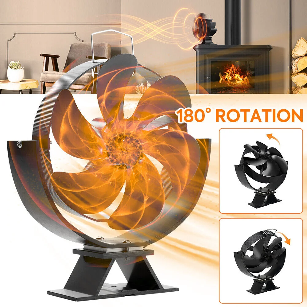 6 Blades Heat Powered Stove Fan 360 Rotating Fireplace Fan Log Wood Burner Eco-fan Quiet Efficient Heat Distribution Stove Fan