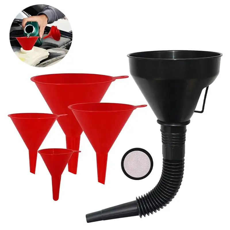 2-In-1 Refueling Funnel With Strainer Can: Spout Oil Water Fuel Petrol Auto Motorcycle