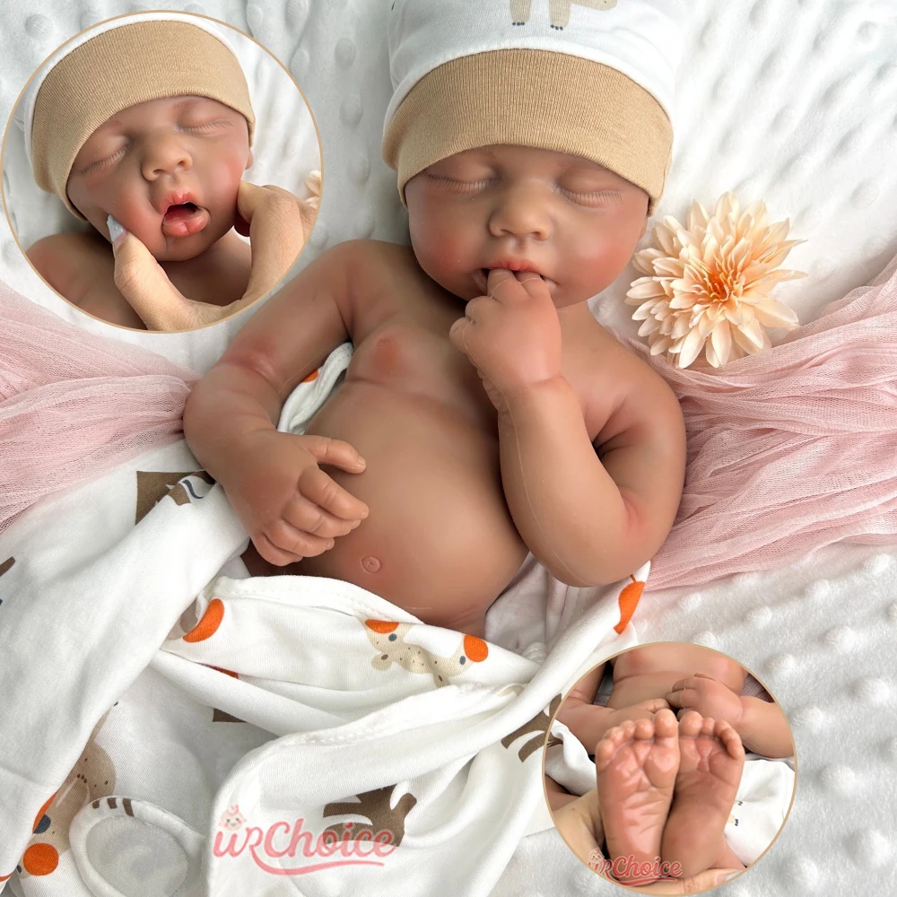 

20" Full Silicone Reborn Baby Girl/Boy Loulou Lifelike Handmade Open Mouth Art Doll for Seniors Emotional Support or Collecting