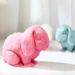 Big eyed and long eared rabbit mold, handmade aromatherapy rabbit candle, gypsum rabbit decorative cake mold