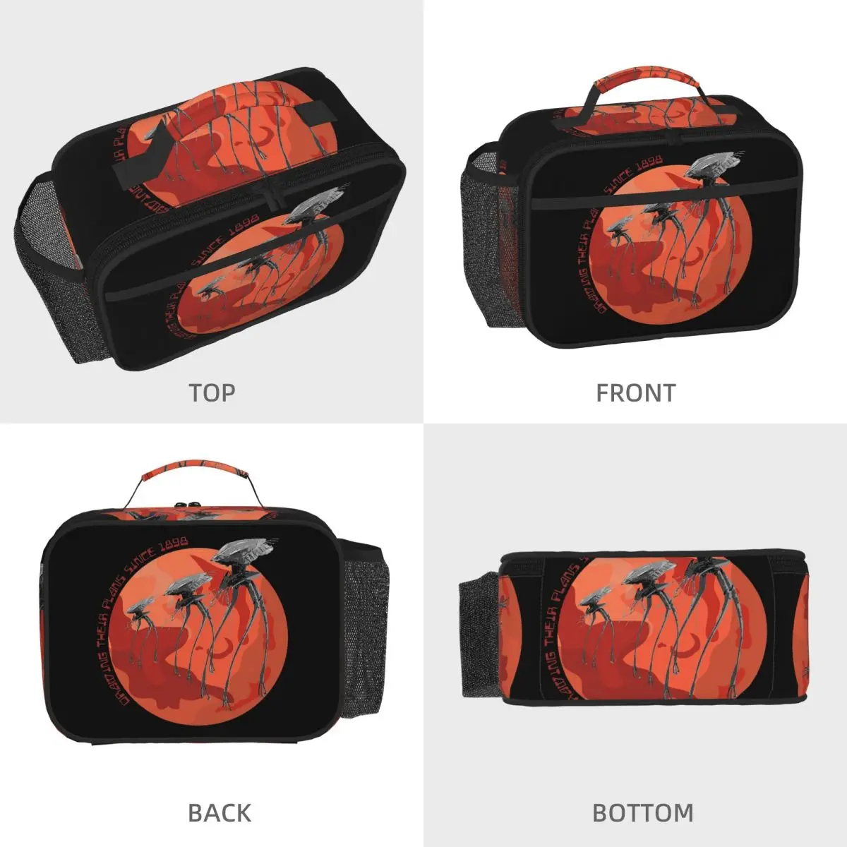 War Of The Worlds Drawing Their Plans Since 1898 Insulated Lunch Bag for Women Kids Portable Food Boxes Thermal Lunch Box Tote