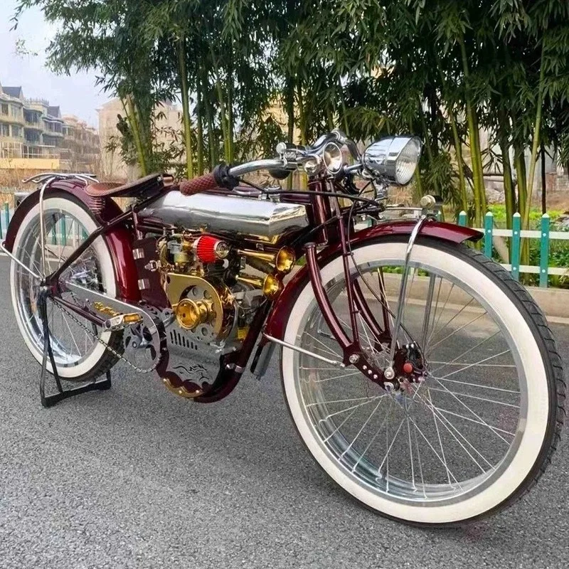 Athlete Flyer Vintage Bike Antique Indian Style Equipped with Engine