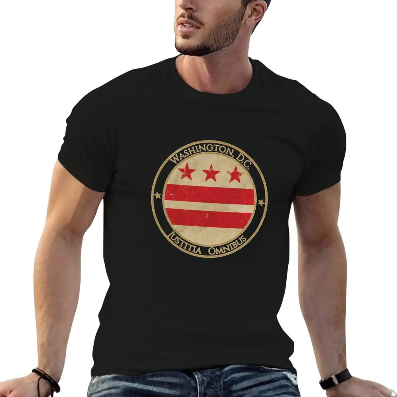 Vintage Washington DC USA Vereinigte Staaten von Amerika American State Capital Flag T-Shirt Sportfans Herren T-Shirt