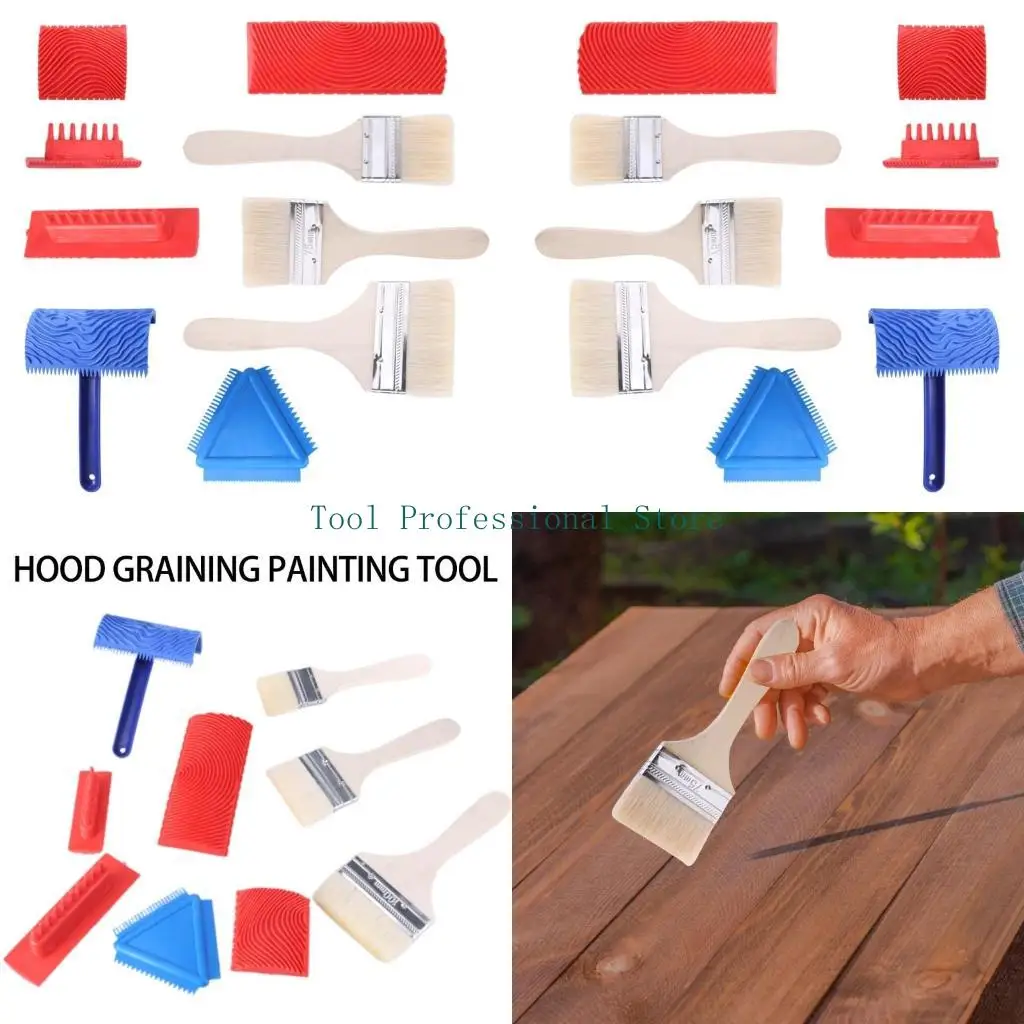 

57QF 9Pcs Graining Tool Graining Painting Tool Set Graining Painting Roller