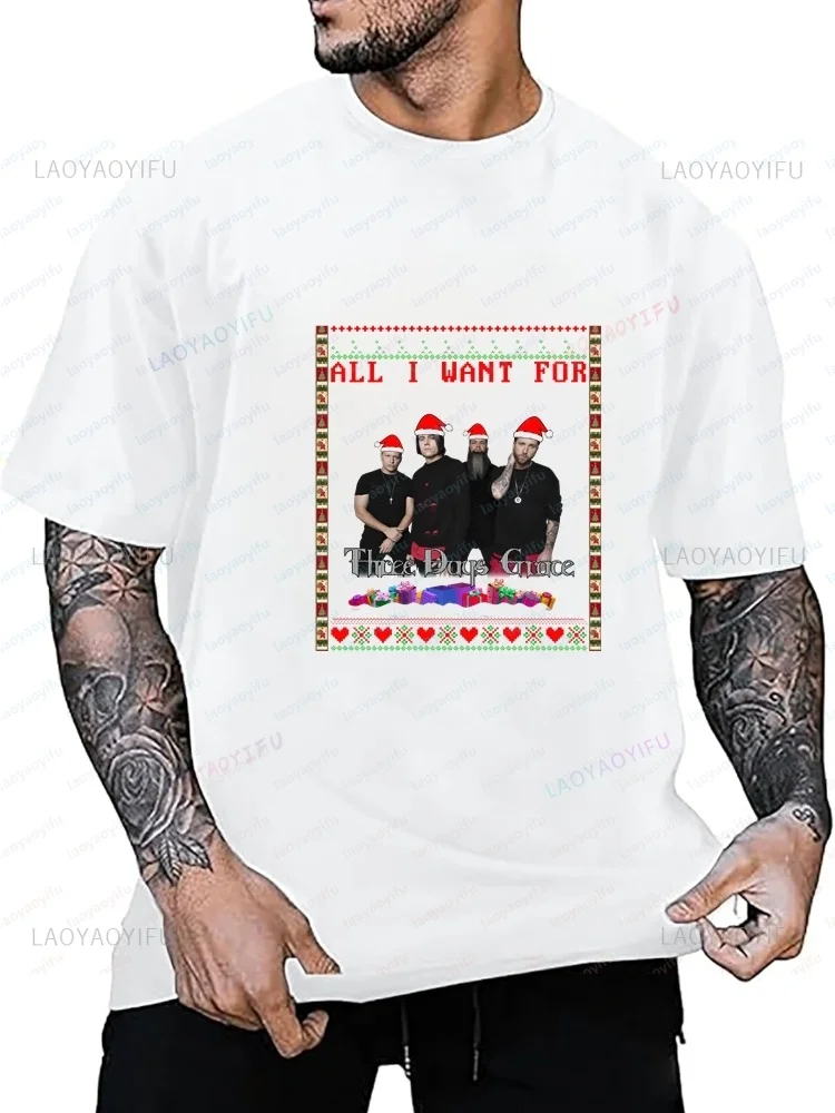 Men's Vintage Canadian Metal Band Three Days Grace Style Casual Shirt Pattern T-shirt Suitable for Both Men and Women