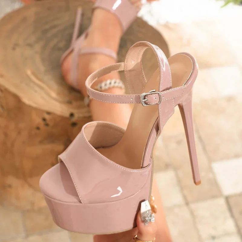 

Eilyken New Fashion Chunky Platform Open Toe Woman Sandals Sexy Extreme Stiletto High Heels Buckle Strap Party Shoes