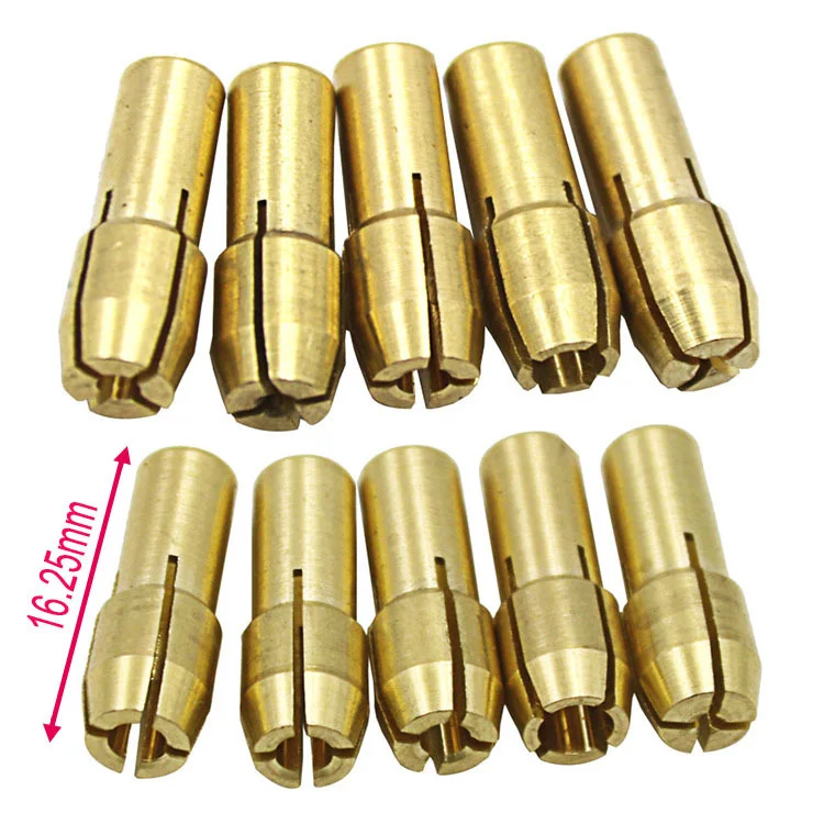 10 Pieces Brass Dremel Collet Mini Drill Chucks Including 0.5/0.8/1.0/1.6/1.8/2.0/2.2/2.4/3.0/3.2mm